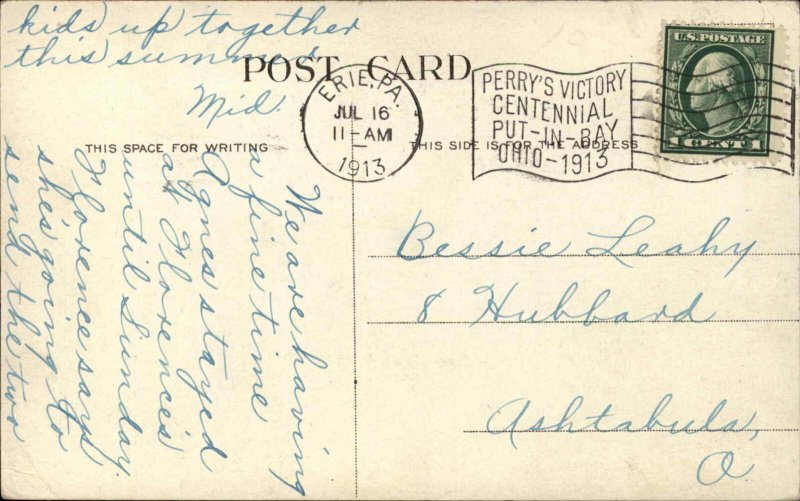 Commodore Perry's Flagship Ship Lawrence c1910 Vintage Postcard