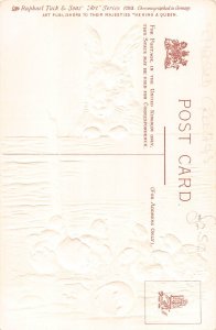 Easter Greetings Humanized Rabbit watches Chicks embossed postcard  B924