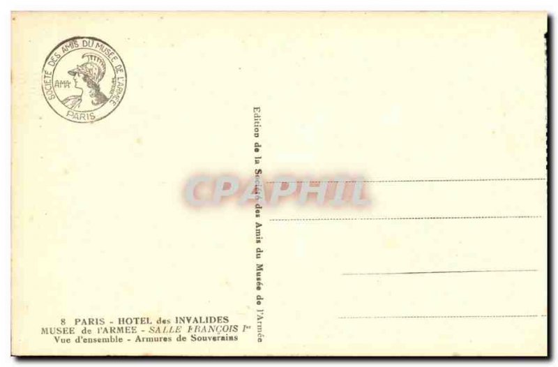 Old Postcard Paris Hotel des Invalides Museum of Army Hall Francois the first...