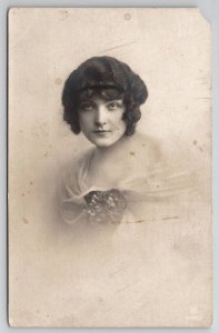 RPPC Pretty European Woman Portrait Postcard D21