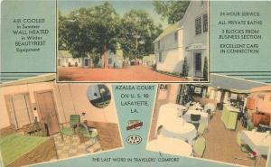 Azalea Court 1930s Lafayette Louisiana Interior Entrance linen postcard 6416