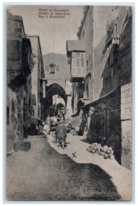 1943 Market Scene Street in Jerusalem Palestine Posted Souvenir Postcard