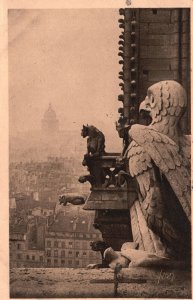 Vintage Postcard 1920's Notre Dame De Paris a Detail of the Eastern Front Part