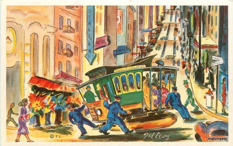 Artist Impression 1950s San Francisco California Powell Market Lewy 7094