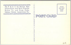 P. & O. Turbine Passenger Steamship Florida Route To and From Cuba Postcard