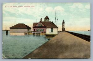 CLEVELAND OH US LIFE SAVING STATION 1911 ANTIQUE POSTCARD