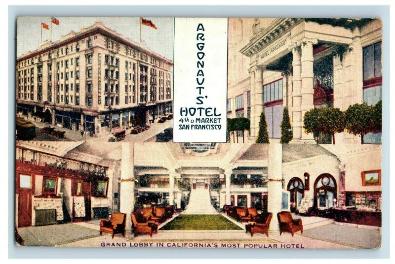 C.1910 Argonauts' Hotel 4th & Market San Francisco Postcard F30