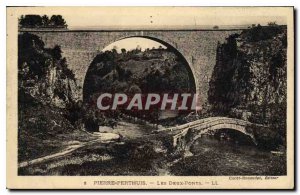 Postcard Old Pierre-Perthuis the Two Bridges