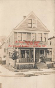 OH, Cleveland, Ohio, RPPC, House, Girl On Porch Holding Puppy, 1909 PM, Photo