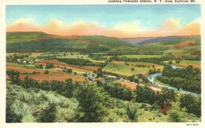 Vintage Postcard 1920's Looking Towards Elmira New York From Sullivan Mountain