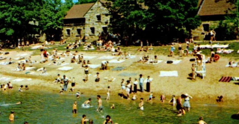 Hanging Rock State Park NC Beach Swimmers Pavilion North Carolina postcard H531 