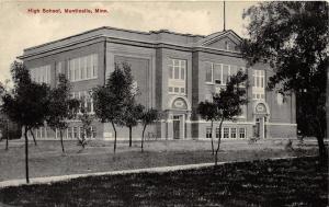 Monticello Minnesota~High School Building & Grounds~Small Trees & Bicycle~c1910