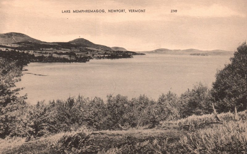 Vintage Postcard Lake Memphremagog Overlooking Mountain Newport Vermont American
