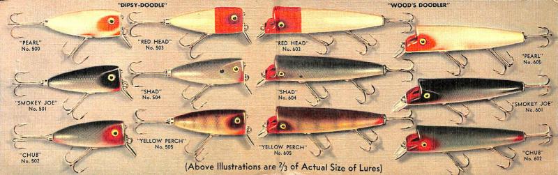 El Dorado AR Dipsy-Doodle Fishing Lures Brochure Linen 2-part Postcard