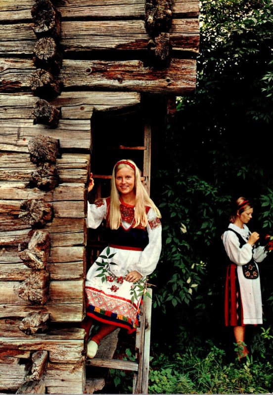 Finland Suomi Greetings From Finland Native Girls In Traditional Costume