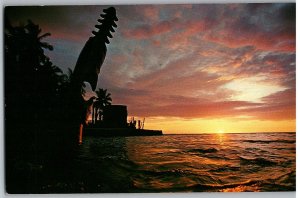 Temple Gods of the City of Refuge Spectacular Sunset Kona Coast Hawaii Postcard