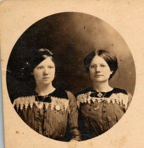 Vintage 1910's RPPC Postcard - Studio Portrait Sisters in Mt. Pleasant Michigan