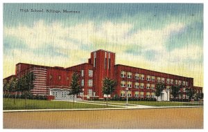 Red Brick High School Billings Montana MT Linen Postcard 75536