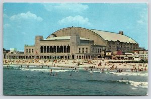 1963 Convention Hall Atlantic City New Jersey Crowd At The Beach Posted Postcard