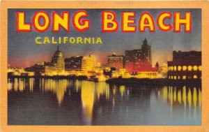 Long Beach California 1940-50s Linen Postcard Harbor View