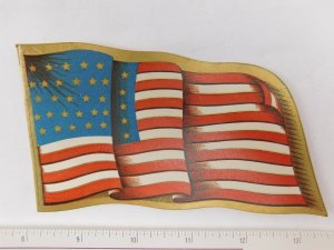 Early US Flag Victorian Trade Card Die Cut New York Sample  F46