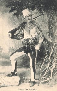 Kujtim nga Shypenia Shkodra Soldier W/Rifle Bullet Belt, Postcard