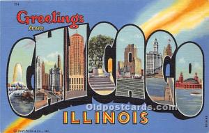 Greetings from, Linen Chicago, Illinois, IL, USA Large Letter 1950 