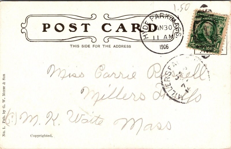 Butler Hyde Park School Massachusetts MA Postcard PM Clean Antique Cancel UDB 1c 