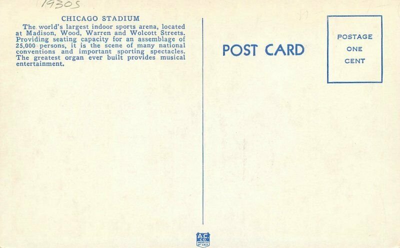 Chicago Illinois Stadium Sports  #206 Postcard Flag 20-7575