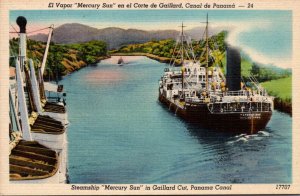 Panama Canal Steamship Mercury Sun In Gaillard Cut