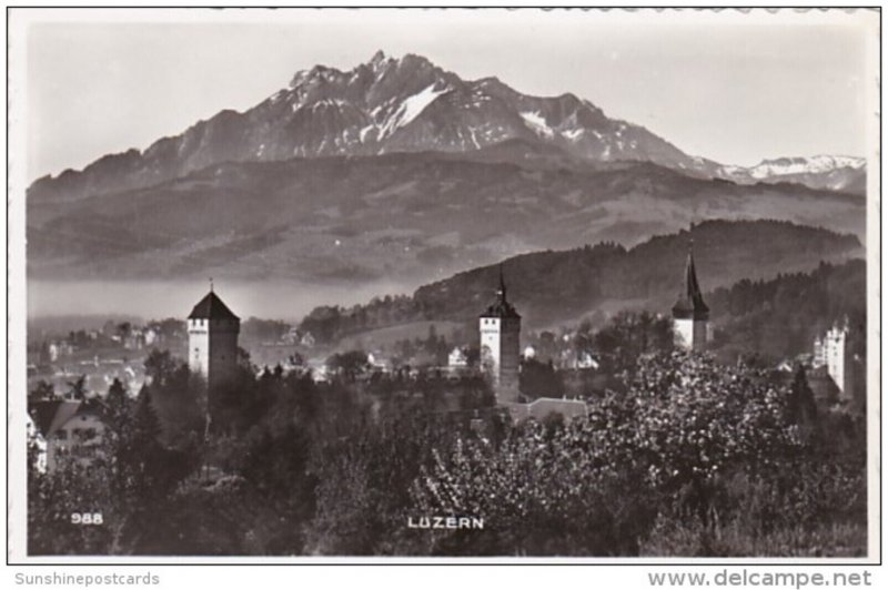 Switzerland Luzern Museggtuerme mit Pilatus Photo