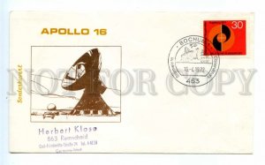 494741 GERMANY 1972 year Apollo 16 Bochum special cancellation SPACE COVER