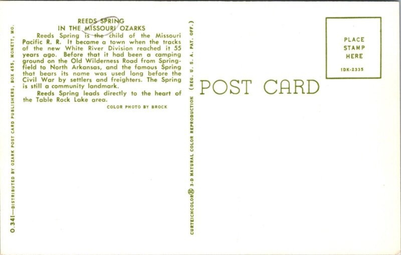Postcard Reeds Spring Gateway to Table Rock Lake Missouri Ozarks