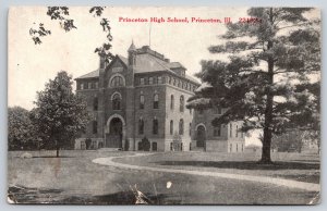 Princeton Illinois~Princeton High School Building~1917 B&W CR Childs Postcard