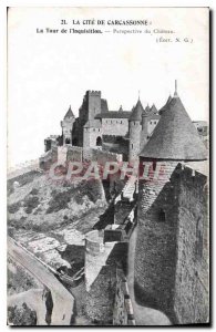 Old Postcard La Cite of Carcassonne Tower of the Inquisition Perspective Chateau