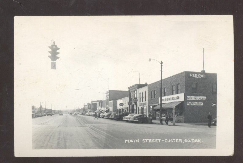 RPPC CUSTER SOUTH DAKOTA DOWNTOWN MAIN STREET SCENE REAL PHOTO POSTCARD