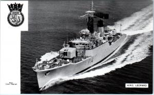 RPPC    Brittish Naval Ship     HMS    LEOPARD     c1950s    Postcard