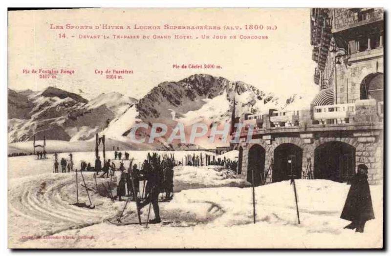 Old Postcard of Sports & # 39hiver Ski Luchon Superbagneres front of the terr...