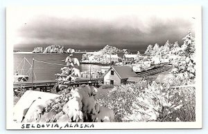 RPPC SELDOVIA, AK Alaska ~ View of TOWN in SNOW c1950s  Postcard