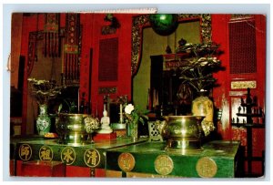 1964 Snake Temple Interior Vase Bayan Lepas Penang Malaysia MY Vintage Postcard 