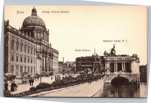 Postcard  Germany Berlin Royal Castle Town Hall and Kaiser Wilhelm monument
