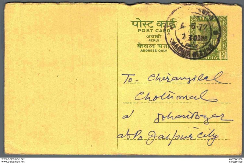 India Postal Stationery Ashoka 10p to Jaipur