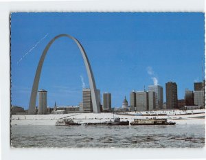 Postcard Winter Scene Gateway Arch & Mississippi River St. Louis Missouri USA