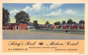 Greenville Mississippi King's Rest Modern Court Linen Vintage Postcard AA57233