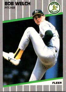 1989 Fleer Baseball Card Bob Welch Pitcher Oakland Athletics sun0696