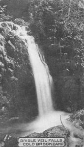 SAN GABRIEL CANYON CA~BRIDLE VEIL FALLS-COLD BROOK CAMP-BEAUTFUL RESORT-POSTCARD