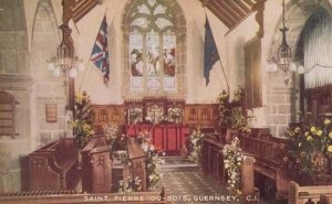 Saint Pierre Church Interior Guernsey Postcard