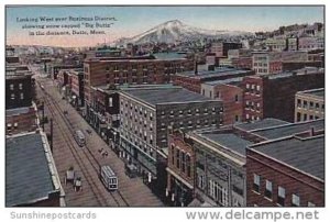 Montana Butte Street Scene With Trolleys Looking West over Business District ...