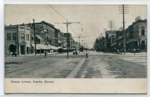 Kansas Avenue Street Scene Topeka KS 1910c postcard