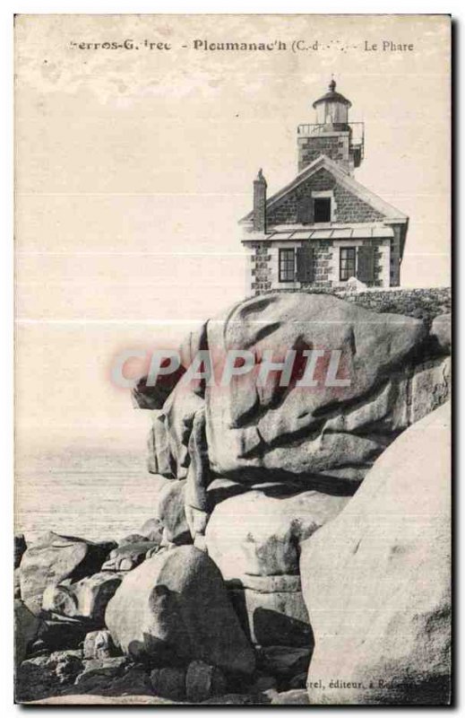 Old Postcard Ploumanac pm The Lighthouse